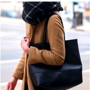 J. Crew Black Leather Tote Bag